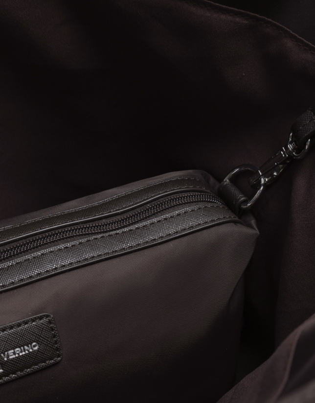 Violet brown nylon shopper bag