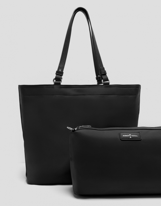Violeta black nylon shopper bag