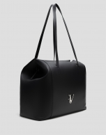 Megan Zipper black leather shopper bag