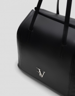 Megan Zipper black leather shopper bag