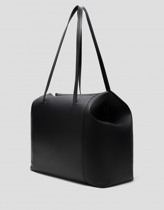 Bolso shopper Megan Zipper piel negro