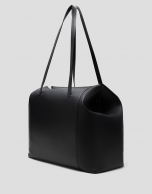 Megan Zipper black leather shopper bag