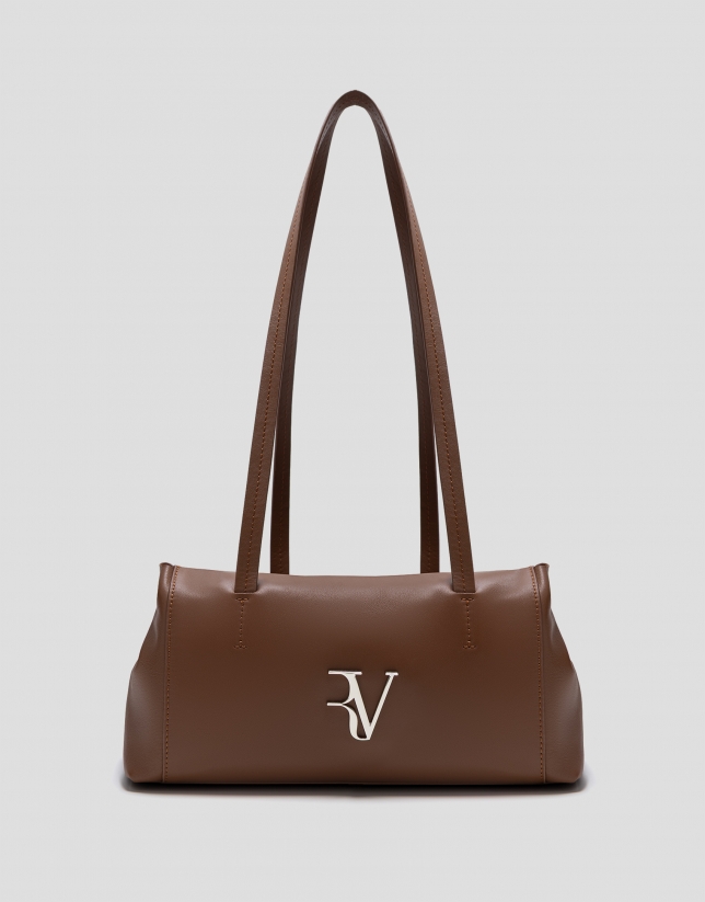 Megan Zipper shoulder bag in light brown leather