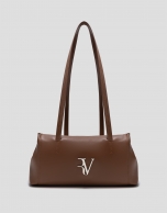 Megan Zipper shoulder bag in light brown leather