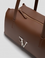 Megan Zipper shoulder bag in light brown leather