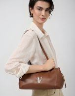 Bolso de hombro Megan Zipper piel marr&oacute;n claro