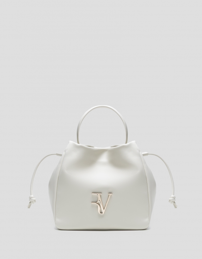 Daniela Midi handbag in ecru leather