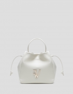 Daniela Midi handbag in ecru leather