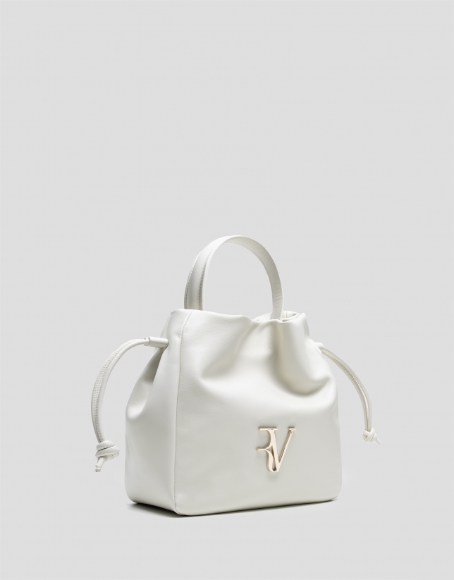 Daniela Midi handbag in ecru leather