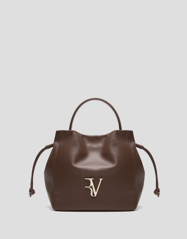 Daniela Midi brown leather handbag