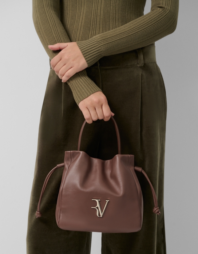 Bolso de mano Daniela Midi piel marrón chocolate