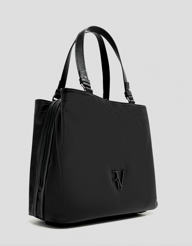 Bolso de mano Hobo Violeta M nailon negro