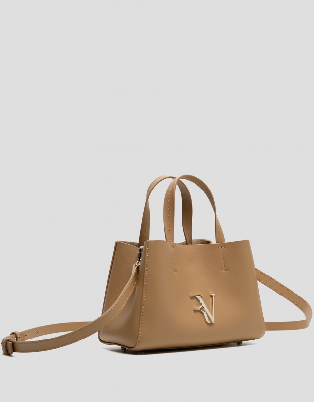 Bruna Shopper mini camel leather bag