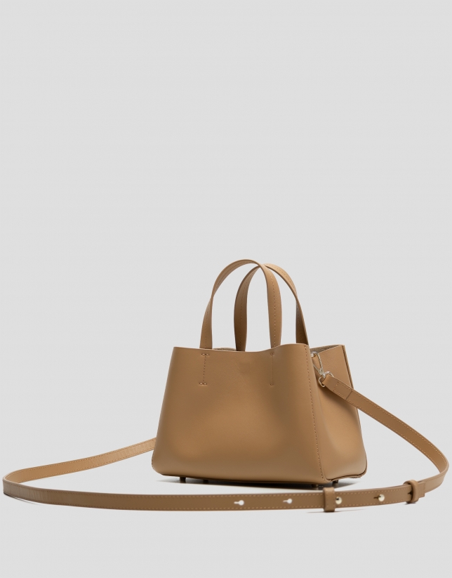 Bruna Shopper mini camel leather bag