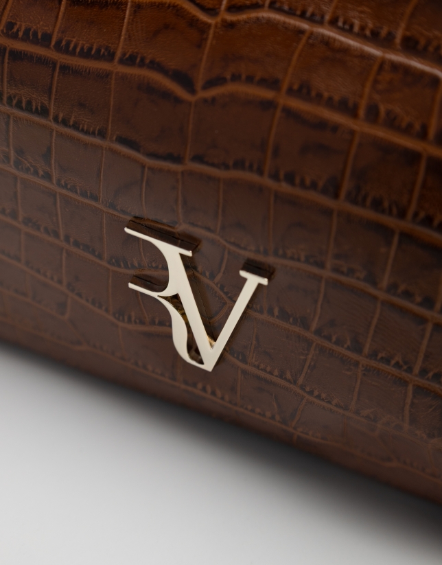 Valentina brown coconut leather satchel bag