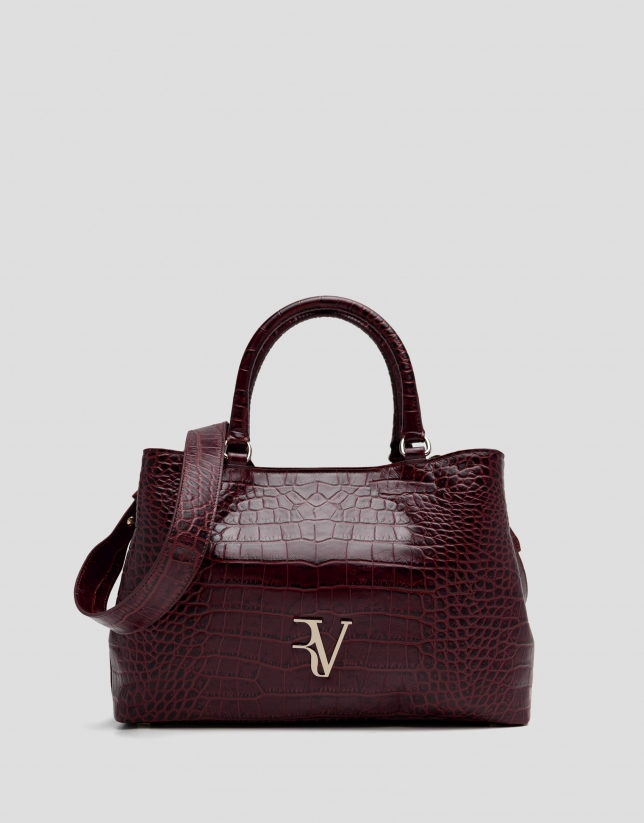 Valentina burgundy coconut leather satchel bag