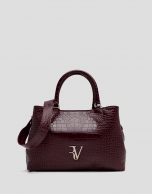 Valentina burgundy coconut leather satchel bag