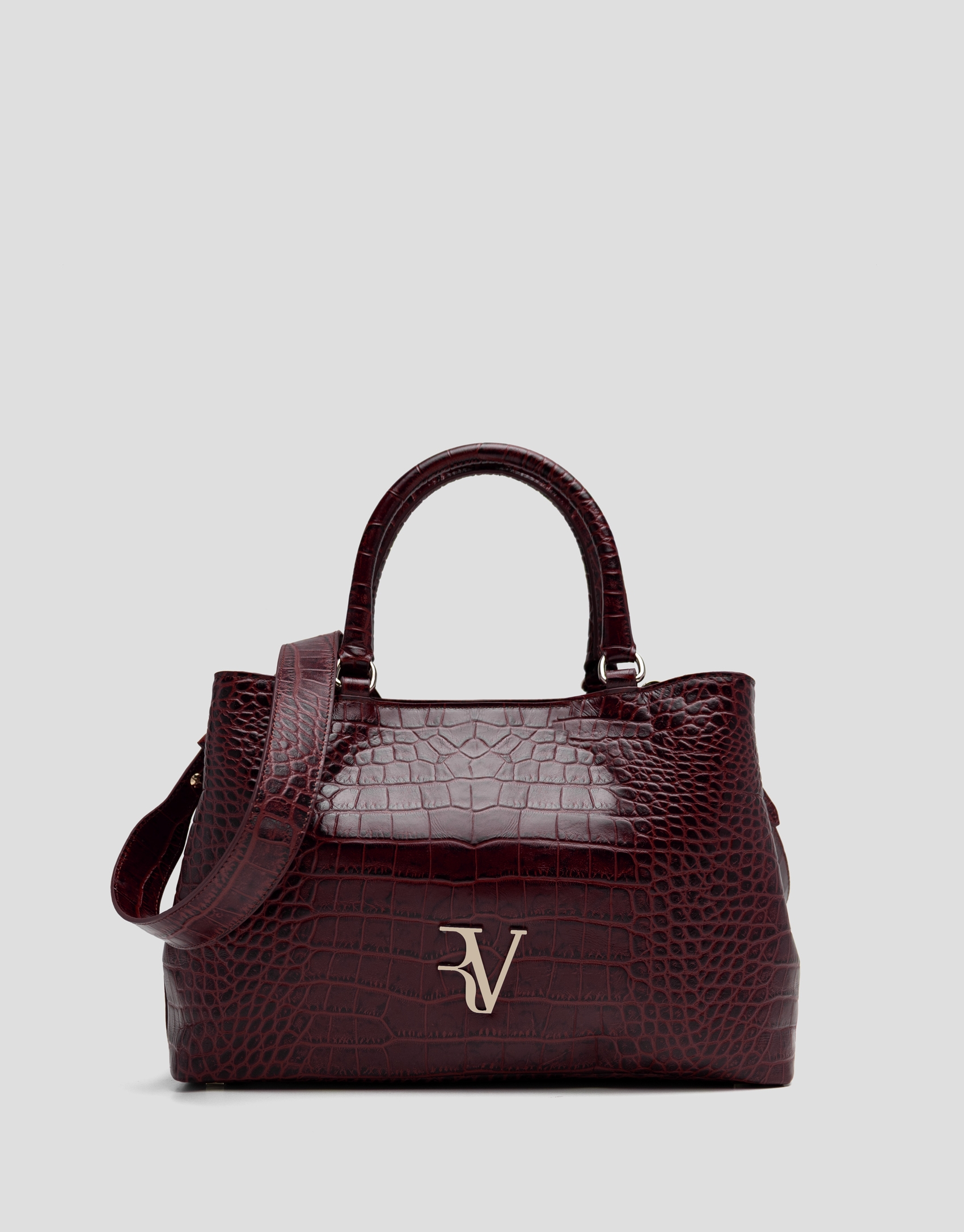 Valentina burgundy coconut leather satchel bag