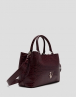 Valentina burgundy coconut leather satchel bag