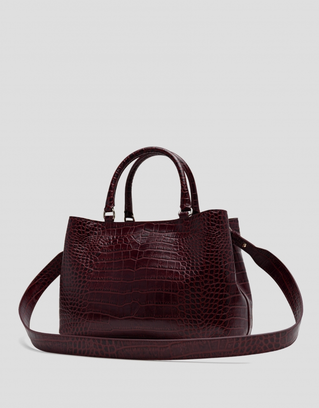Valentina burgundy coconut leather satchel bag