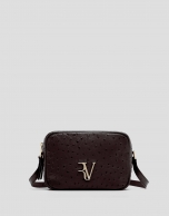 Brown ostrich embrossed Taylor shoulder bag