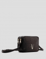 Brown ostrich embrossed Taylor shoulder bag