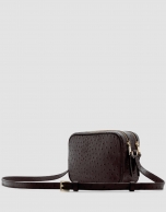 Brown ostrich embrossed Taylor shoulder bag