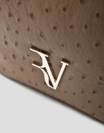 Hazelnut colored ostrich embrossed Taylor shoulder bag