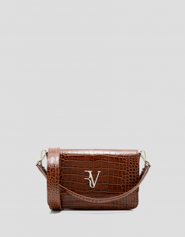 Valentina crossbody bag in brown coconut leather