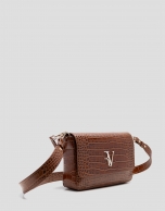 Valentina crossbody bag in brown coconut leather