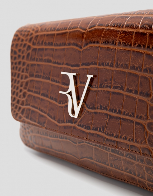 Valentina crossbody bag in brown coconut leather