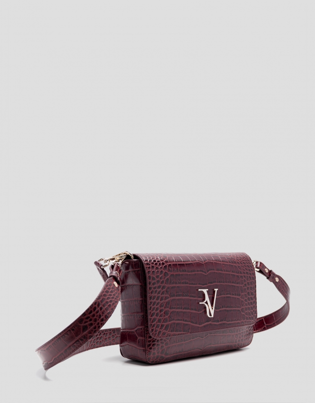 Valentina burgundy coconut leather shoulder bag