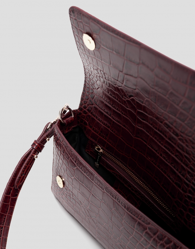 Valentina burgundy coconut leather shoulder bag