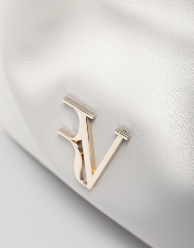 Daniela shoulder bag in ecru leather