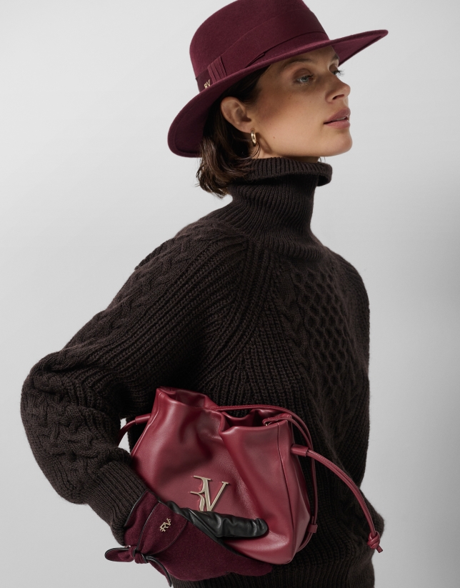 Daniela burgundy leather shoulder bag