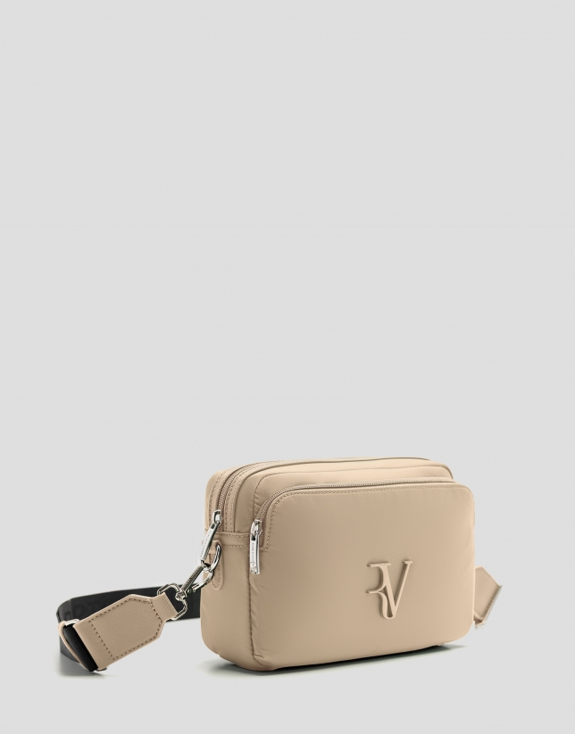 Bolso bandolera Violeta nailon beige