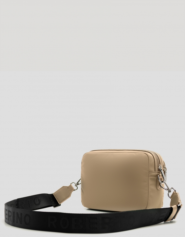 Violet beige nylon shoulder bag