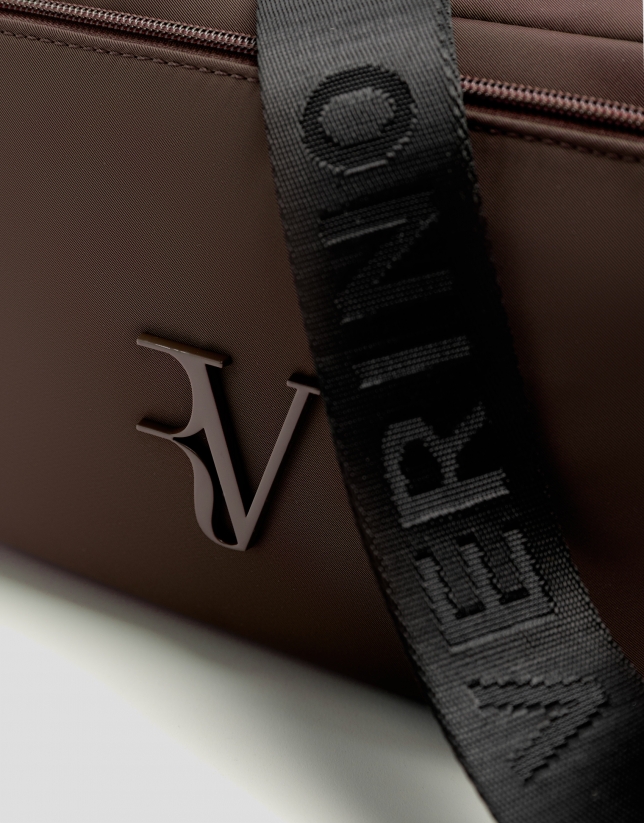 Bolso bandolera Violeta nailon marrón