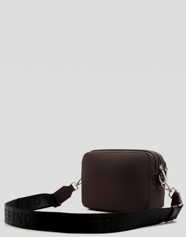 Violet brown nylon shoulder bag