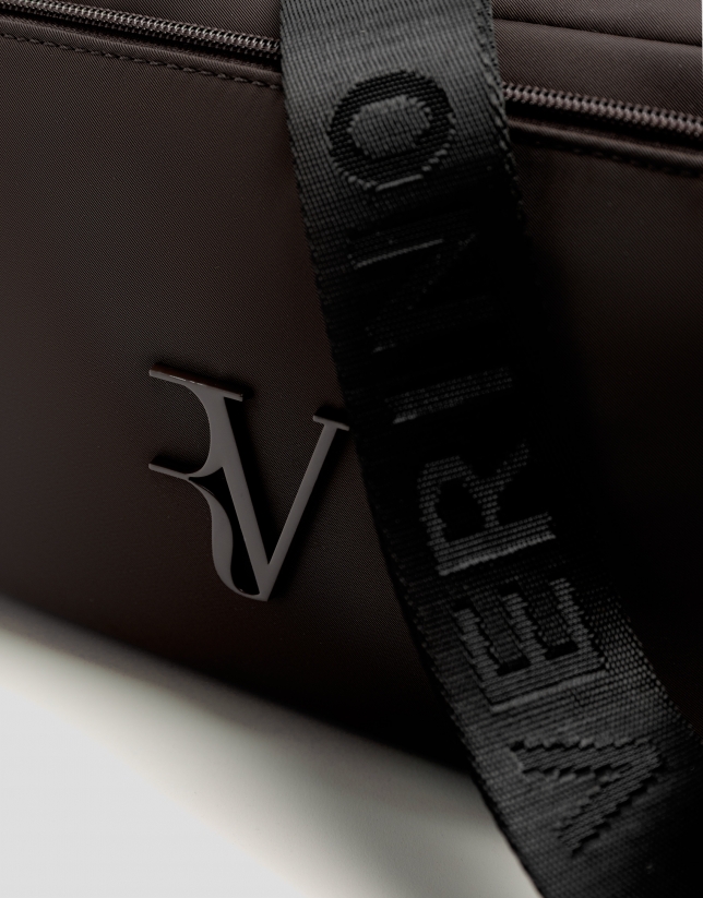 Violet brown nylon shoulder bag