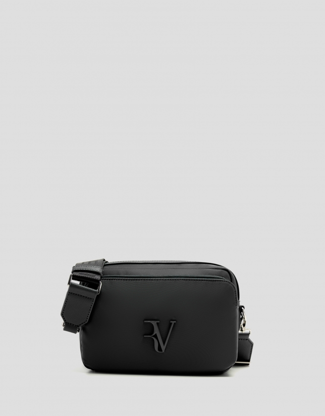 Violet black nylon shoulder bag