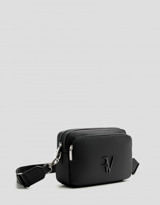 Violet black nylon shoulder bag