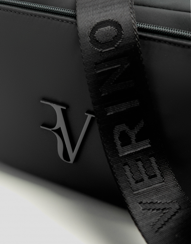 Violet black nylon shoulder bag