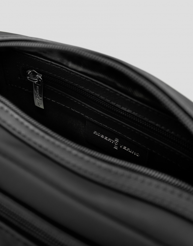 Violet black nylon shoulder bag