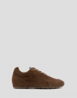Brown suede leather sports shoe
