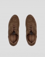 Brown suede leather sports shoe