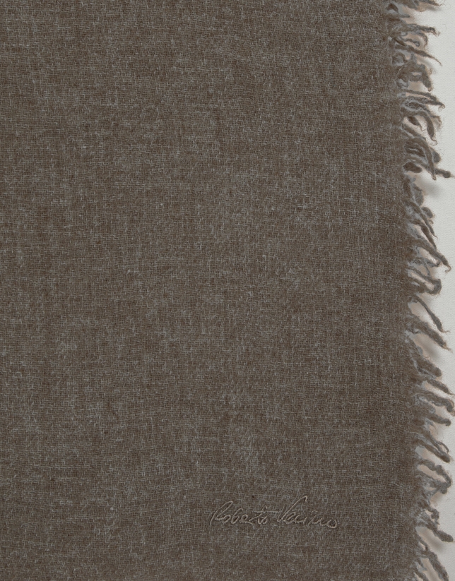 Brown melange wool scarf