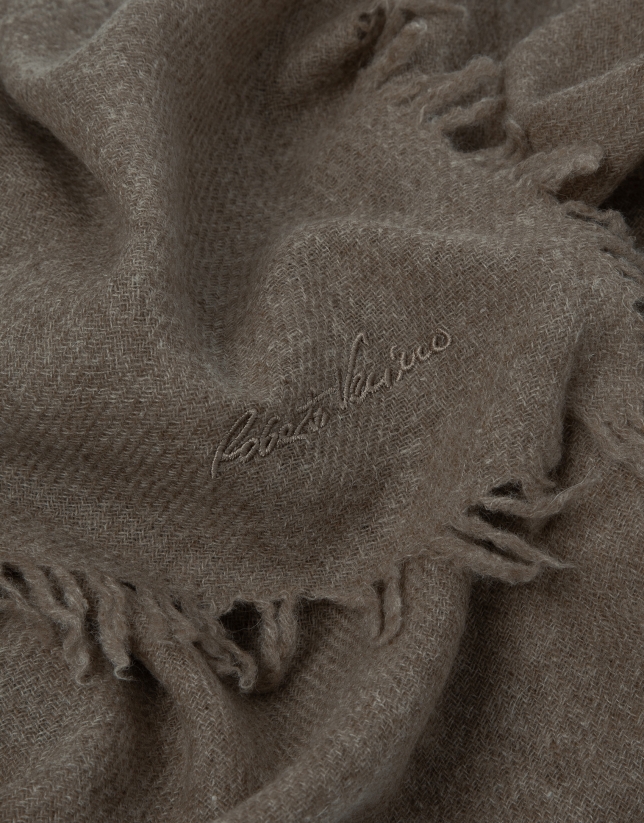 Brown melange wool scarf