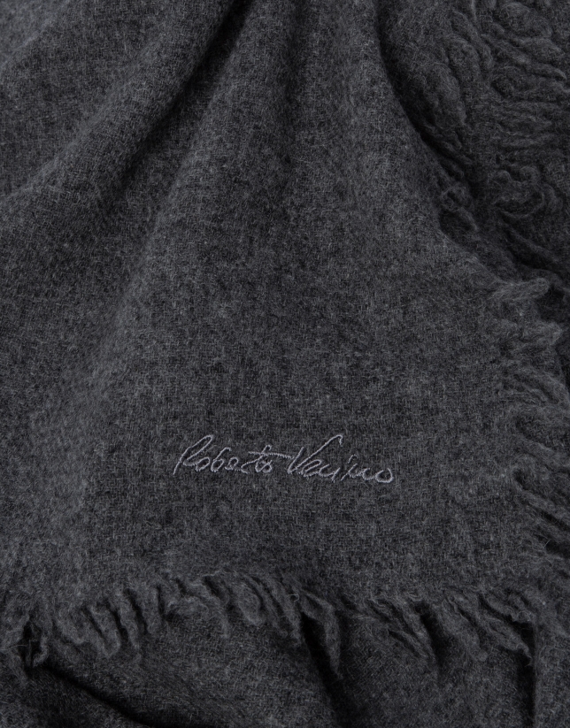 Dark grey melange wool scarf