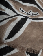 Camel floral print wool/modal scarf